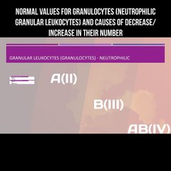 Normal values for granulocytes (neutrophilic granular leukocytes) and causes of decrease/increase