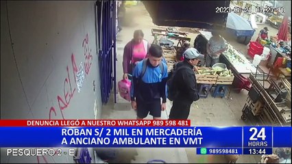 Anciano ambulante sufre el robo de mercadería valorizada en 2 mil soles en VMT