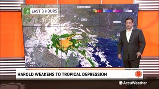 Tropical Depression Harold moving forward with heavy rain and gusty winds