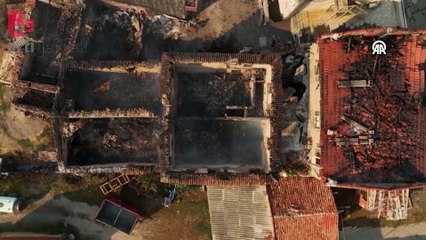 Çanakkale'de yangının sıçradığı köylerdeki hasar görüntülendi