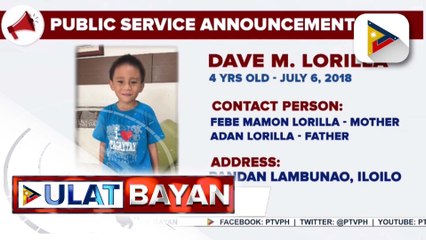 PUBLIC SERVICE ANNOUNCEMENT: Panawagan para sa mga magulang ni Dave M. Lorilla