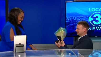 News reporter stuns presenter by proposing live on air