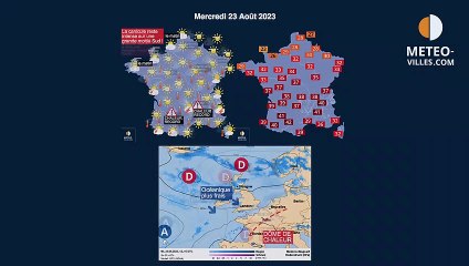 prévisions météo villes du mercredi 23 août 2023