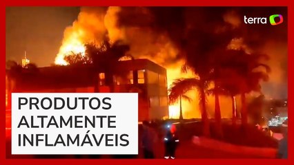 Incêndio de grandes proporções atinge indústria química na zona norte de SP