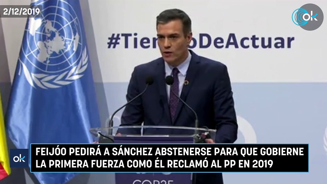 Feijóo pedirá a Sánchez abstenerse para que gobierne la primera fuerza como él reclamó al PP en 2019