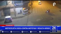 Cajamarca: cámara capta a motorista cuando se estrella contra un mototaxi y queda herido