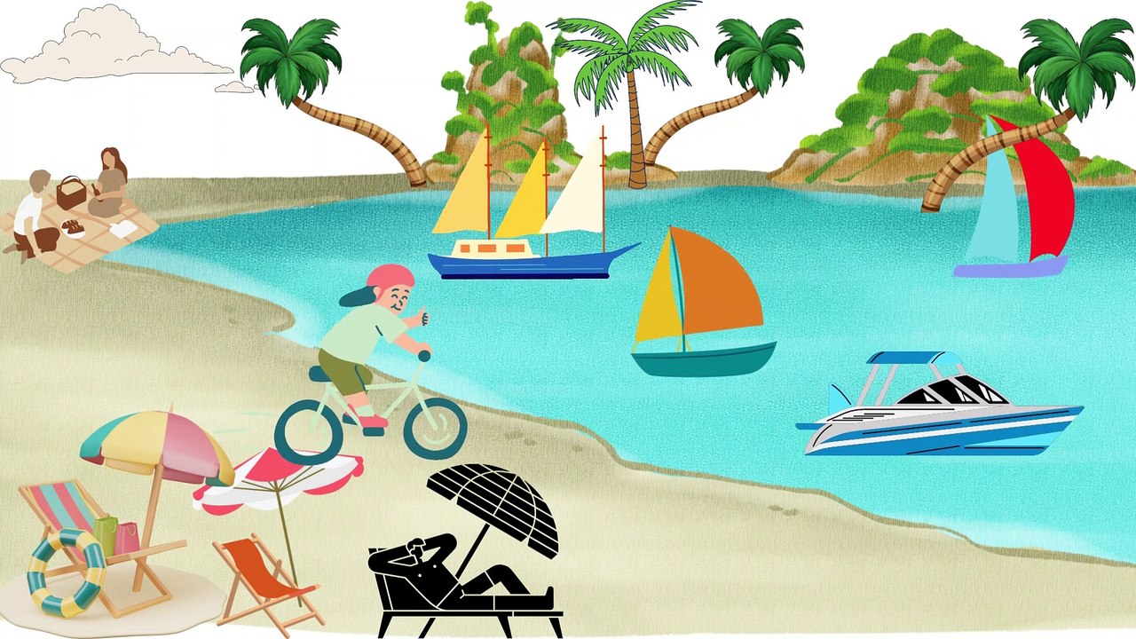 Video animasi - pantai - perahu - boat