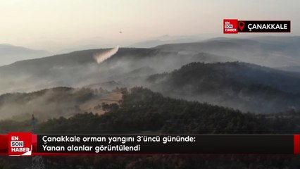 Çanakkale orman yangını 3'üncü gününde: Yanan alanlar görüntülendi