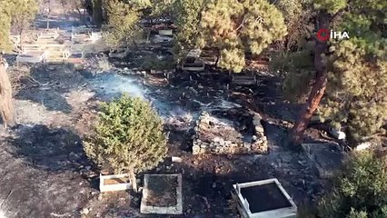 Çanakkale’deki yangın yürek sızlattı! Mezarlar alev alev yandı
