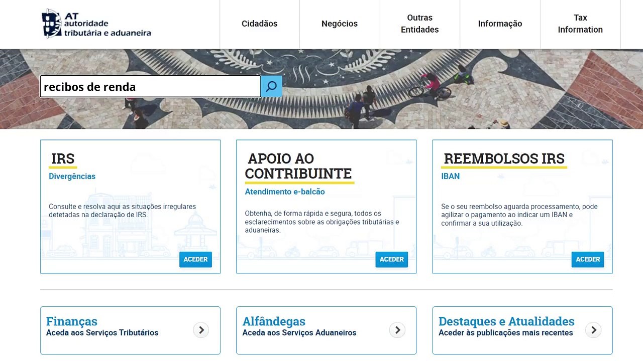 Como emitir recibos de renda no Portal das Finanças