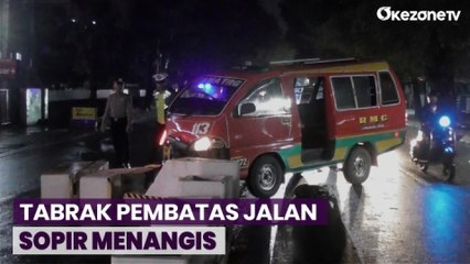 Angkot Tabrak Pembatas Jalan di Kota Medan, Sopir Menangis