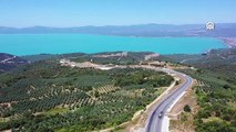 Rengi değişen İznik Gölü havadan görüntülendi
