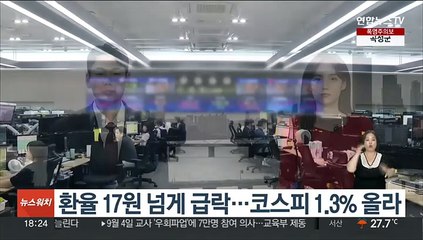 원·달러 환율 17원 넘게 급락…코스피 1.3% 올라