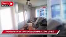 Avcılar'da yıkım sırasında yandaki apartmanın duvarı hasar gördü