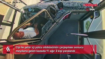 Cip yolcu otobüsüne çarptı, 1’i ağır 3 kişi yaralandı