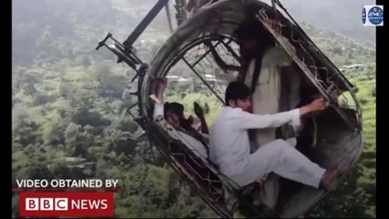 Shocking Moment: Pakistani Children were Forced to Cling on while inches from Falling 1200ft to their Deaths