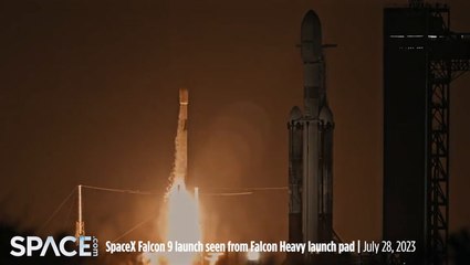 SpaceX Falcon 9 Liftoff Seen Via Falcon Heavy Launch Pad