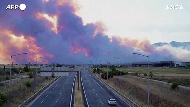 Incendi in Grecia, il fumo dei roghi oscura il cielo
