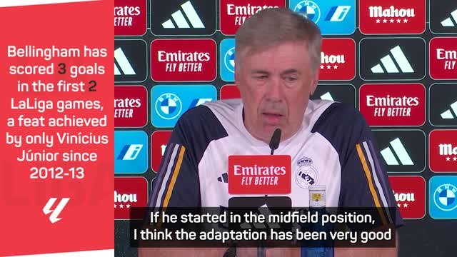 Ancelotti praises Bellingham's adaptation into Real Madrid goalscorer