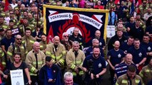 Firefighters Protest Funding Cuts in George Square Glasgow