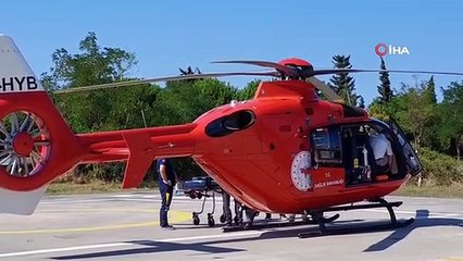 Doğum yapan kadının yardımına ambulans helikopter yetişti