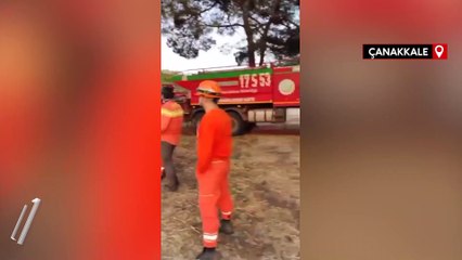 Alev savaşçıları Çanakkale yangınında da korkusuzca mücadele etti