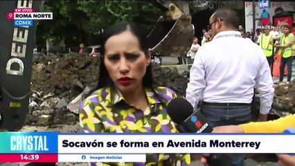 Se abre socavón en la Col. Roma Norte, alcaldía Cuauhtémoc