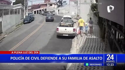 A balazos: policía vestido de civil defiende a su esposa e hija de asalto