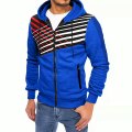 Men's Cardigan Hooded Patchwork Print Sweatshirt