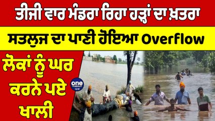ਤੀਜੀ ਵਾਰ ਮੰਡਰਾ ਰਿਹਾ ਹੜ੍ਹਾਂ ਦਾ ਖ਼ਤਰਾ, ਸਤਲੁਜ ਦਾ ਪਾਣੀ ਹੋਇਆ Overflow, ਘਰ ਕਰਨੇ ਪਏ ਖਾਲੀ |OneIndia Punjabi