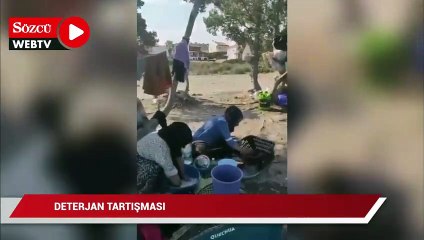 Çeşme sahilinde bulaşık, çamaşır gerginliği. Jandarma araya girdi