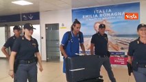 Il rientro all'aeroporto di Rimini di Gianmarco Tamberi dopo l'oro al Mondiale di Atletica