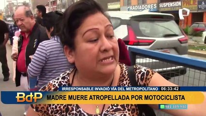 Motociclista atropella a madre de familia tras invadir vía del Metropolitano