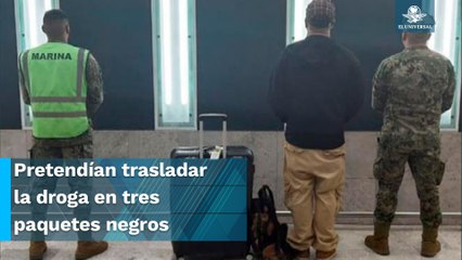 Con más de seis kilos de metanfetamina, aseguran en AICM equipaje que iba a Barcelona