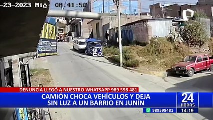 Junín: Camión choca con vehículos y deja sin electricidad a todo un barrio