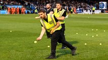 National League clash suspended as fuming Southend fans throw tennis balls on pitch after ten-point deduction