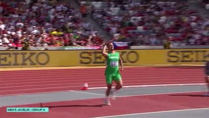 Championnats du monde - La roue acrobatique de Ramos après son lancer de javelot