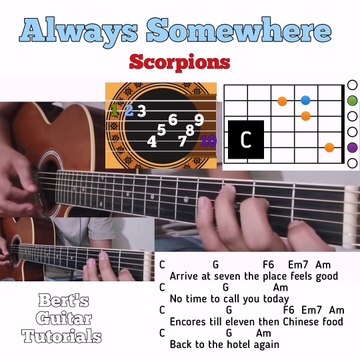 Always Somewhere - Scorpions guitar chords w/ lyrics & plucking tutorial