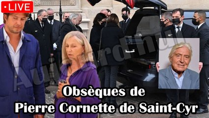  Obsèques de Pierre Cornette de Saint-Cyr : sa femme Arielle et son fils anéanti devant le cercueil
