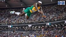 Jamaica's Carey McLeod looked like he was never going to land after one of his attempts in the World Athletics Championships long jump final went horribly wrong