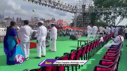 Gaddar Photo At Congress Praja Garjana Sabha _ Chevella _ V6 News (2)