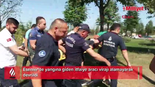 Yangına giden itfaiye aracı devrildi: 2 itfaiye personeli yaralandı