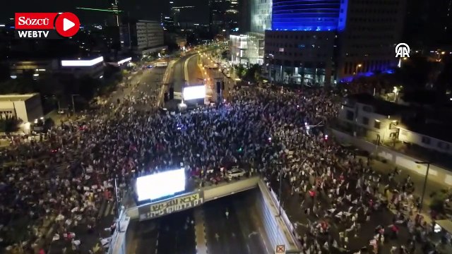 İsrail'de yüz binlerce kişi hükümetin yargı düzenlemesine karşı yine sokaklara indi