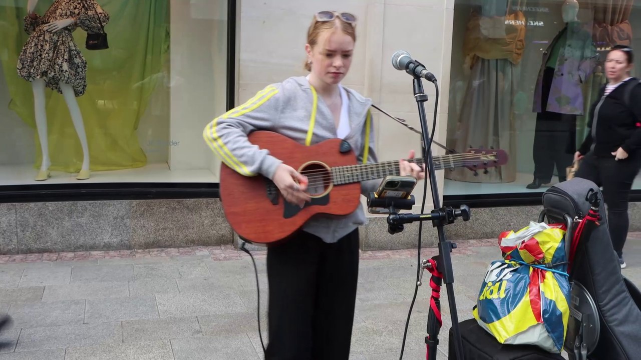 Sarah Fitz Music  Cover of Photograph Live from Grafton Street Dublin upcoming Artist shows amazing skill captivating Audience