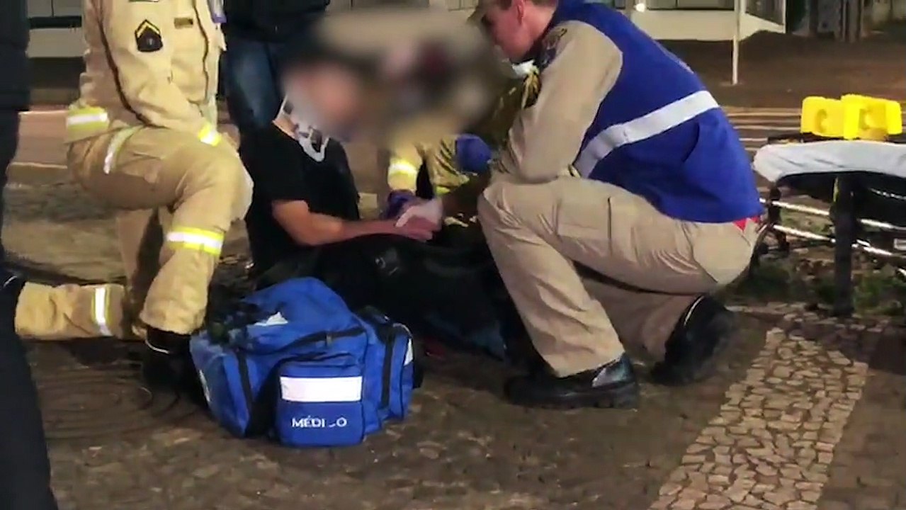 Motociclista fica ferido em acidente na Rua Marechal Rondon esquina com Rua Rio Grande Sul