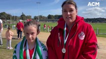 South Warrnambool's Lottie Wilkinson and Hayley Kelson - post gf win