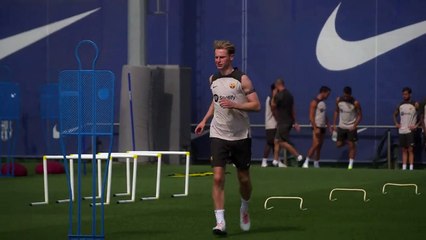 El entrenamiento del Barça antes de afrontar una jornada de la Liga