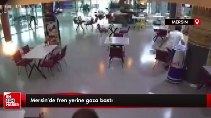 Mersin'de fren yerine gaza bastı