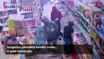 İzmir'de soyguncu yanlışlıkla kendini vurdu... O anlar kamerada