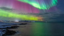 Solar wind unleashes breathtaking Aurora Borealis in the tranquil Norwegian sky